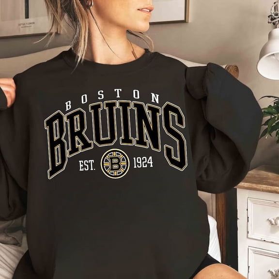 Vintage Boston Sweatshirt, Bruins Hockey Sweater, College Sweater, Hockey Fan Shirt,Black color,size L