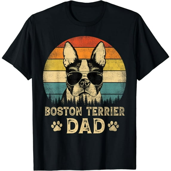 Vintage Boston Terrier Dad Dog Lovers Father's Day Tee T-Shirt