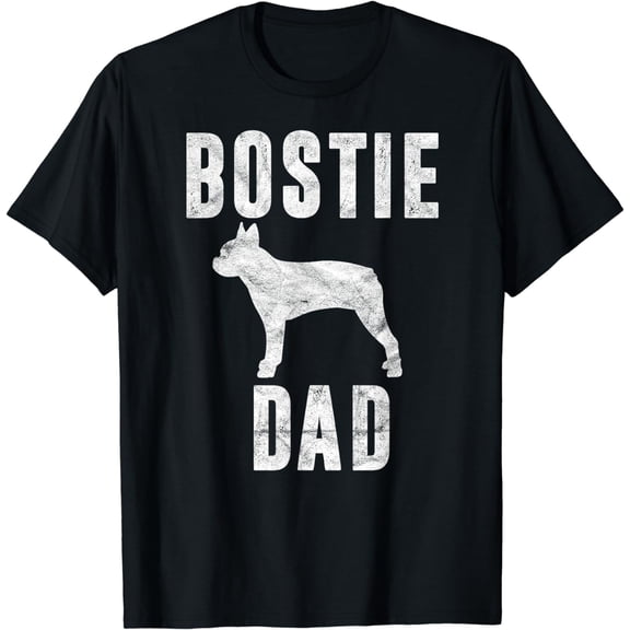 Vintage Boston Terrier Dad Gift Dog Daddy Bostie Father T-Shirt