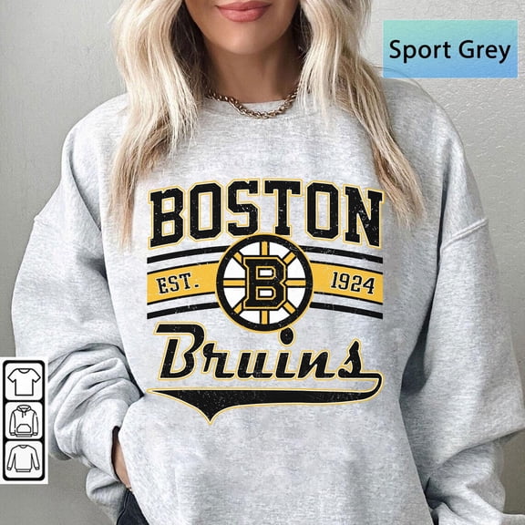 Vintage Boston hockey shirt, Boston Hockey Crewneck, Bruins Hockey sweater, Hockey Fan gift,Sport Grey Color,Size XL