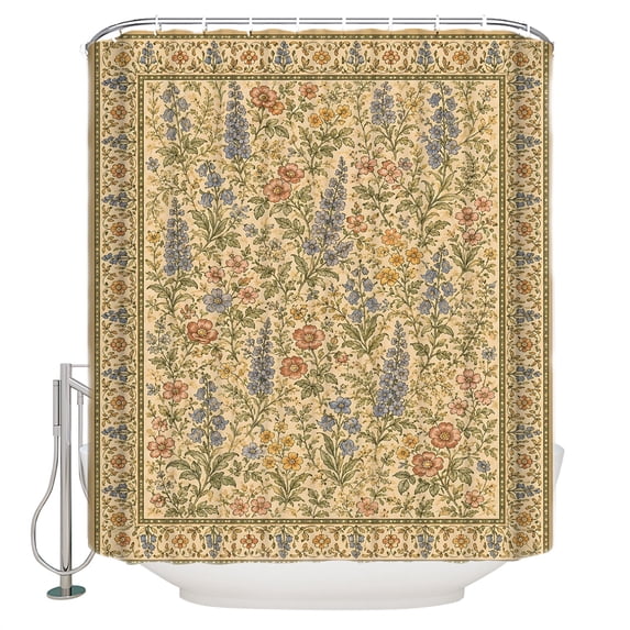 Vintage Botanical Bathroom Shower Curtains with 12 Hooks Polyester Waterproof Shower Curtain for Stalls and Bathtubs Countryside Foliage Rustic Decorative Bathroom Privacy Curtain 66x72 Inches