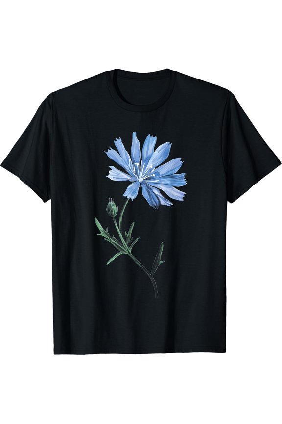 Vintage Botanical Chicory Flower Floral Plant T-Shirt