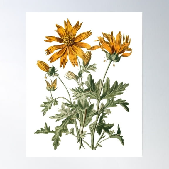 Vintage Botanical Cosmos Flowers Illustration, Victorian Inspired Artwork, Detailed Engraving Style Floral Print, Ar 153:191 Poster Wall Art, Modern Wall Decor For Living Room Bedroom, 8x12 UNFRAMED