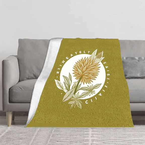 Vintage Botanical Flannel Blanket - Soft Cozy Durable Design with Intricate Leaves & Flowers Perfect for Sofa Travel Bed & Chair