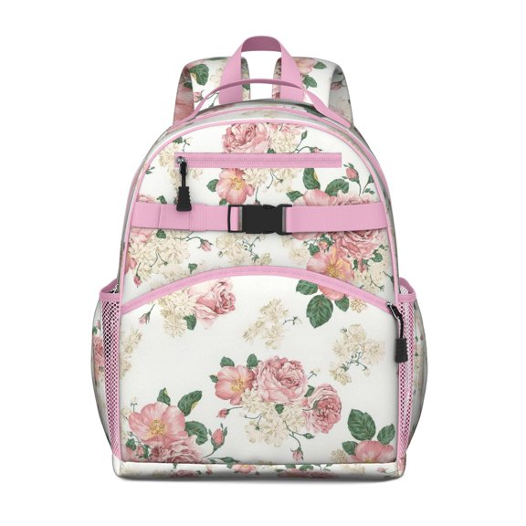 Vintage Botanical Floral School Backpack Spacious Adjustable Padded Straps Chest Buckle Water-resistant Durable Bookbag for Daily Use