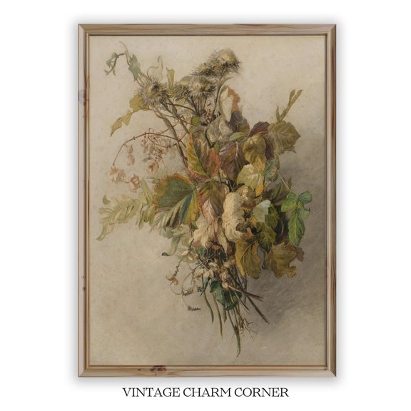 Vintage Botanical Floral Still Life Unframed Paper Print
