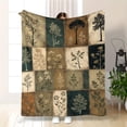 thumbnail image 1 of Vintage Botanical Floral Throw Blanket 54x70 Inch - Extra Long Soft Flannel Bedspread in Earthy  Green Olive, All Season Couch Bed Camping Decor, Machine Washable Polyester, 1 of 6
