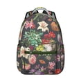 thumbnail image 1 of Vintage Botanical Flower Backpack Lightweight and Multifunctional Students’s Backpack with Tropical Flower and Butterfly Design for School and Travel, 1 of 5