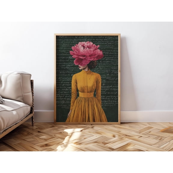 Vintage Botanical Flower Face Wall Art, Unframed Paper Print Size 8x12
