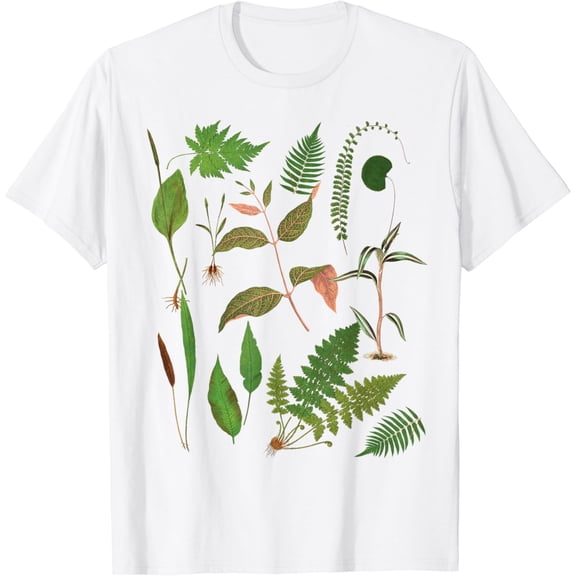 Vintage Botanical Flower Fern Leaf Green Plant Botany T-Shirt