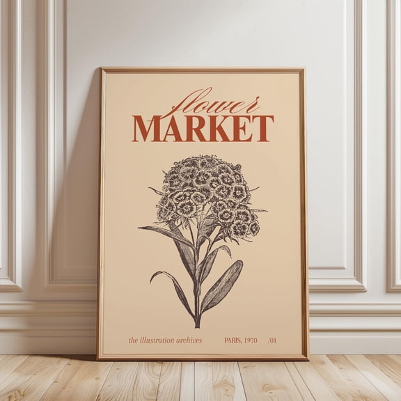 Vintage Botanical Flower Market Paris Floral Sketch Wall Decor Unframed Paper Print