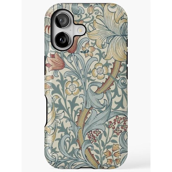 Vintage Botanical Flowers and Scrolling Leaves Tough Phone Case for Apple iPhone, Polycarbonate and TPU