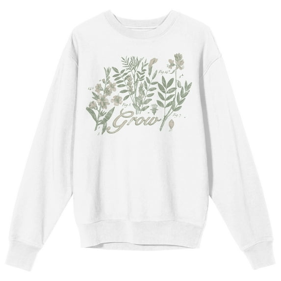 Vintage Botanical Grow Positive Men's White Crew Neck Sweatshirt-XXL