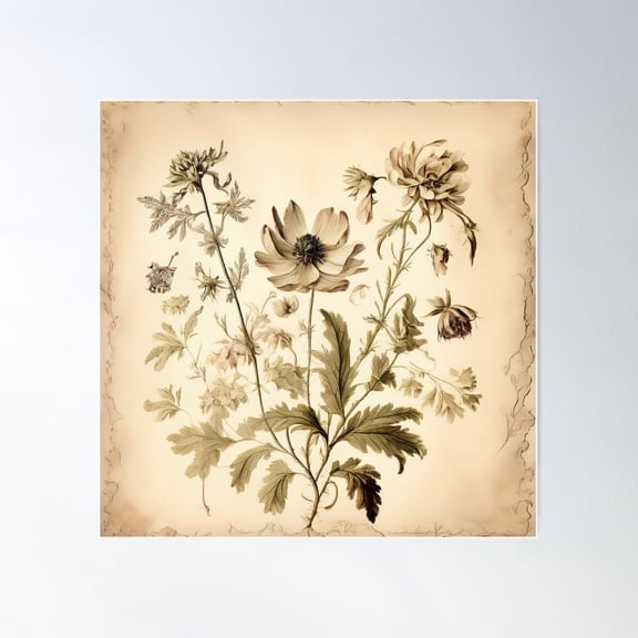 Vintage Botanical Illustration Poster Wall Art, Modern Wall Decor For Living Room Bedroom, 30x30 UNFRAMED