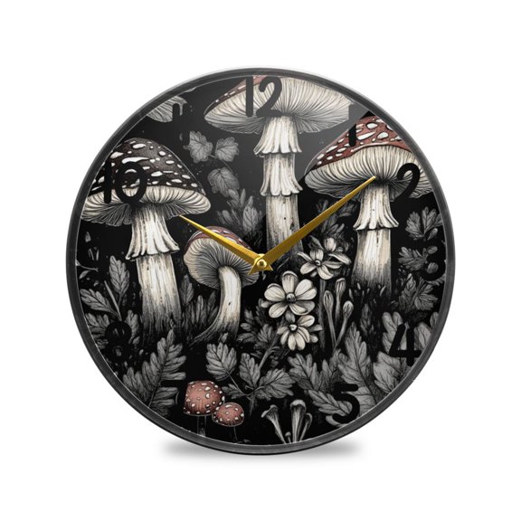 Vintage Botanical Illustration Round Acrylic Wall Clock Silent Battery Operated Home Decor for Living Room Bedroom