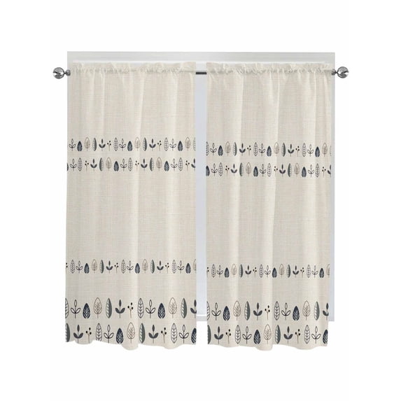Vintage Botanical Living Room Curtains 2 Panel, Herb on Beige Leaves Retro Country Cafe Window Treatment, Extra Long Farmhouse Bedroom Bathroom Kitchen Curtains Drapes 104"x72"