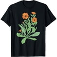 thumbnail image 1 of Vintage Botanical Orange Floral Flower T-Shirt, 1 of 3