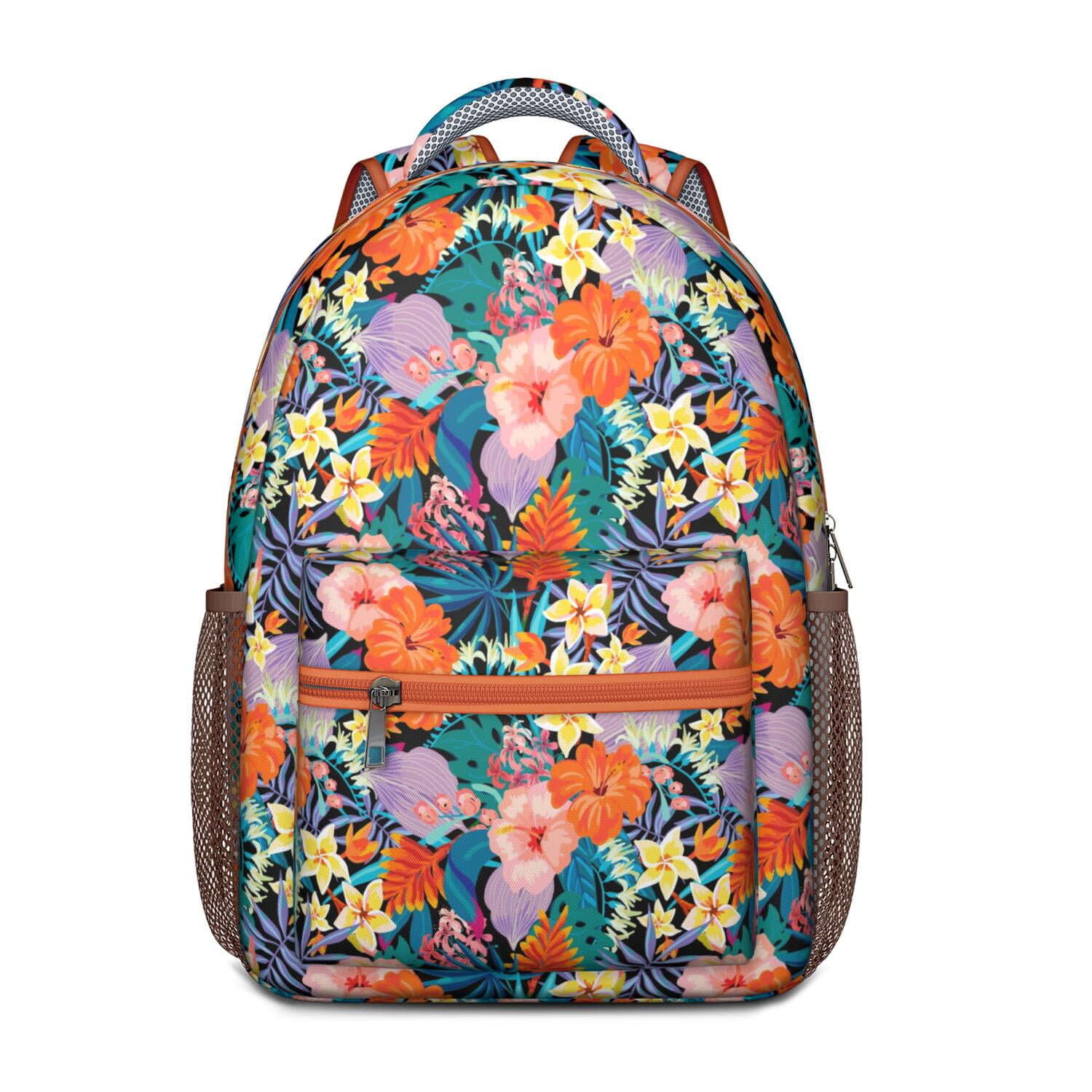 Vintage Botanical Print Backpack - Waterproof Lightweight Student Backpack