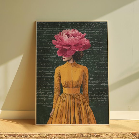 Vintage Botanical Print, Flower Face Poster, Unframed Paper Poster 8x10in