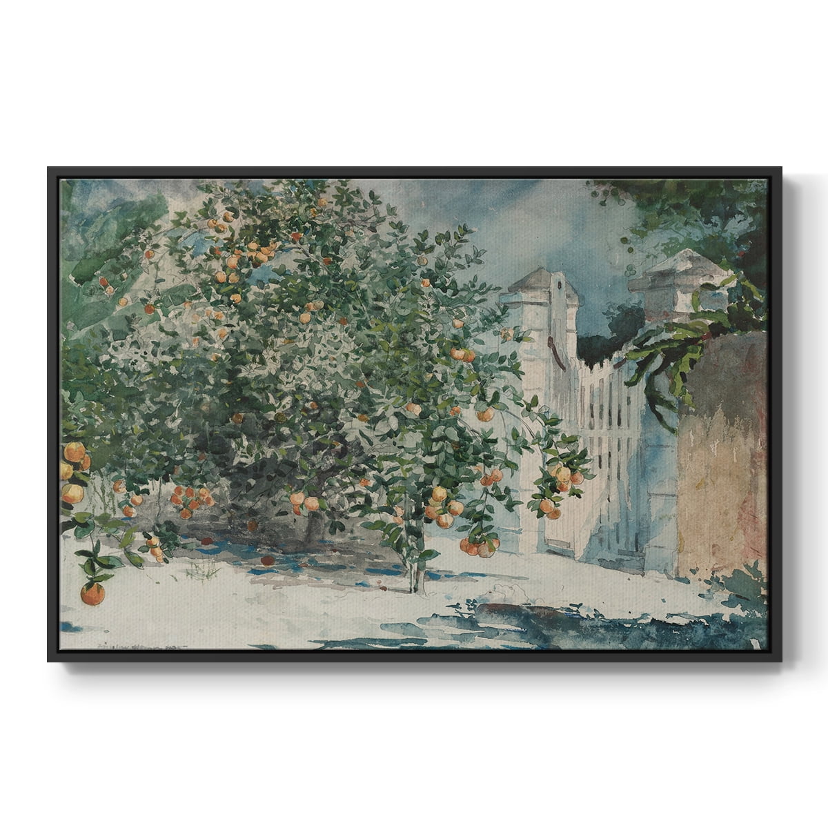 Vintage Botanical Print-L By Wexford Home Framed in Black Wood Gallery Wrapped Canvas 27 in. x 41 in.