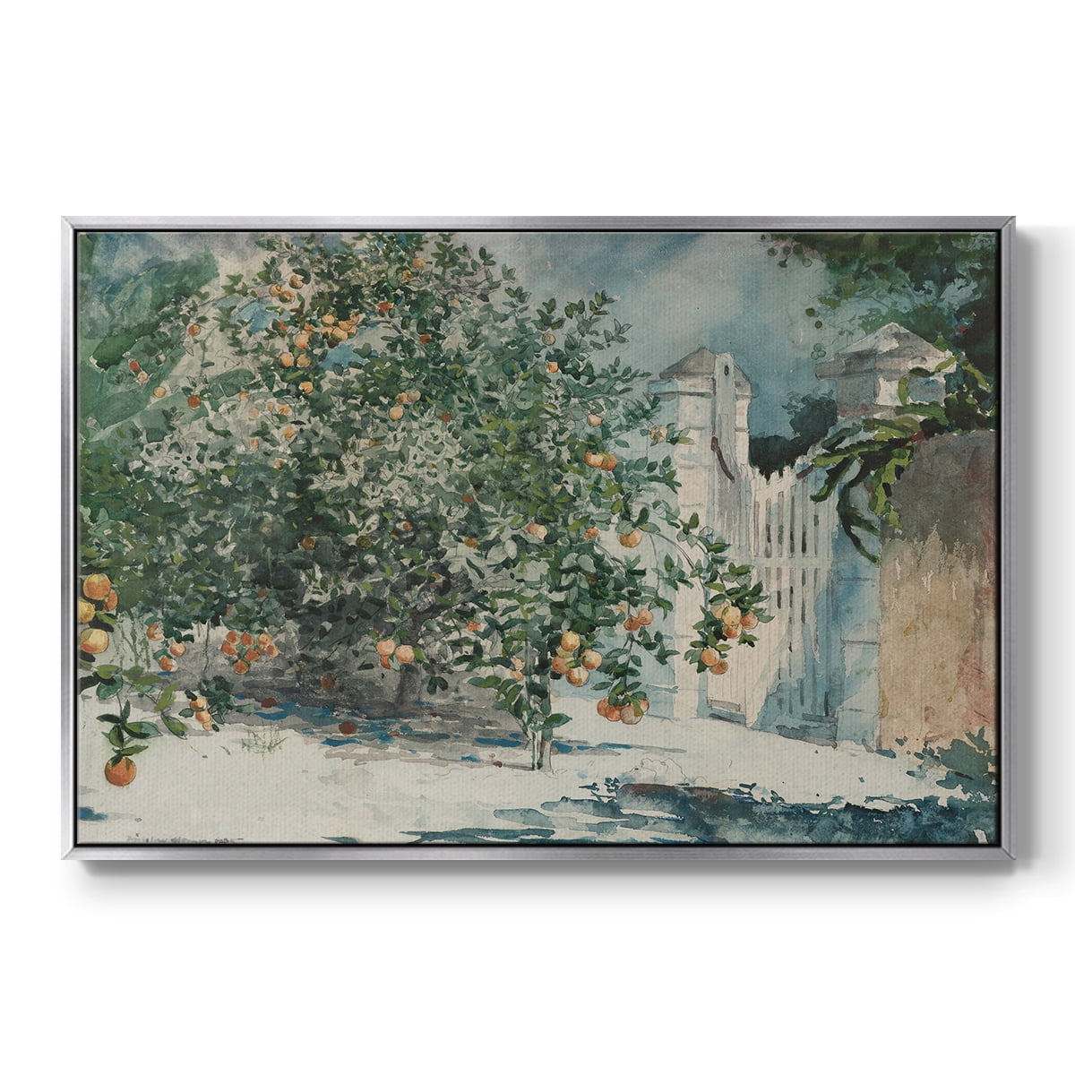 Vintage Botanical Print-L By Wexford Home Framed in Silver Wood Gallery Wrapped Canvas 25 in. x 37 in.