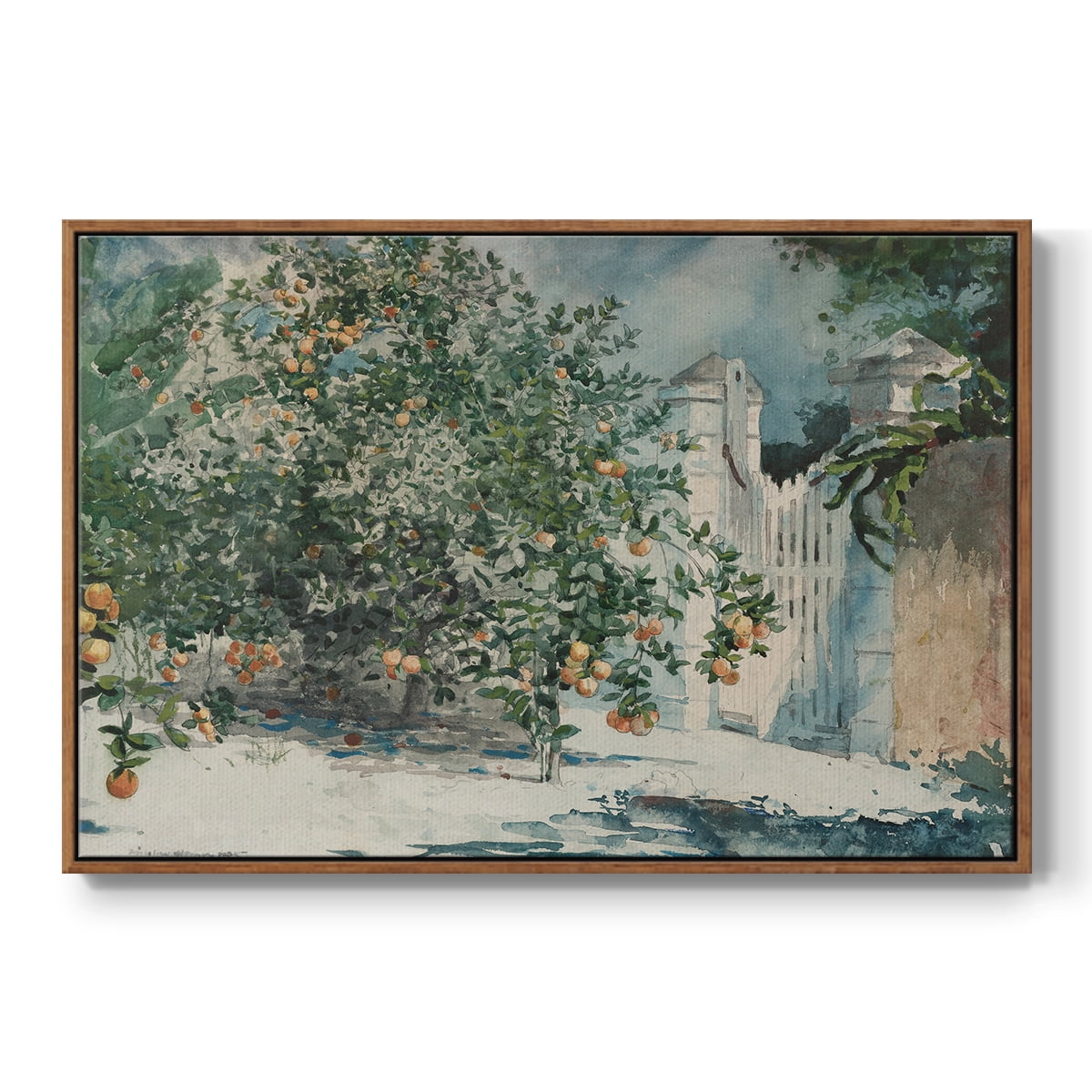 Vintage Botanical Print-L By Wexford Home Framed in Walnut Wood Gallery Wrapped Canvas 27 in. x 41 in.