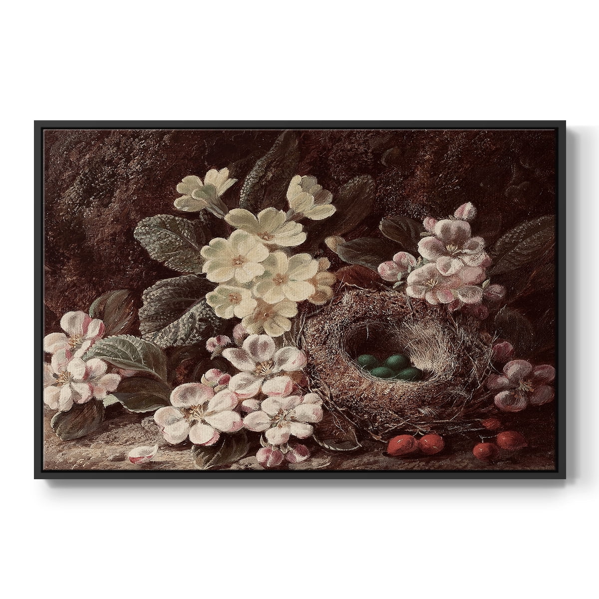 Vintage Botanical Print-LI By Wexford Home Framed in Black Wood Gallery Wrapped Canvas 25 in. x 37 in.