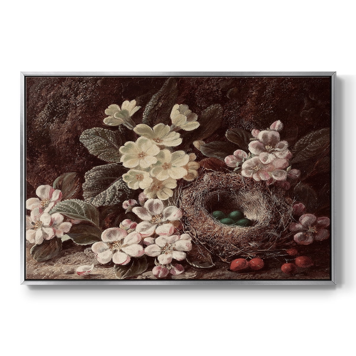 Vintage Botanical Print-LI By Wexford Home Framed in Silver Wood Gallery Wrapped Canvas 25 in. x 37 in.