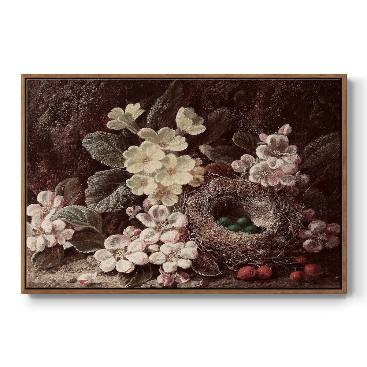 Vintage Botanical Print-LI By Wexford Home Framed in Walnut Wood Gallery Wrapped Canvas 27 in. x 41 in.