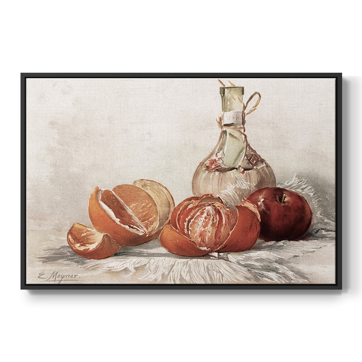 Vintage Botanical Print-LIII By Wexford Home Framed in Black Wood Gallery Wrapped Canvas 25 in. x 37 in.
