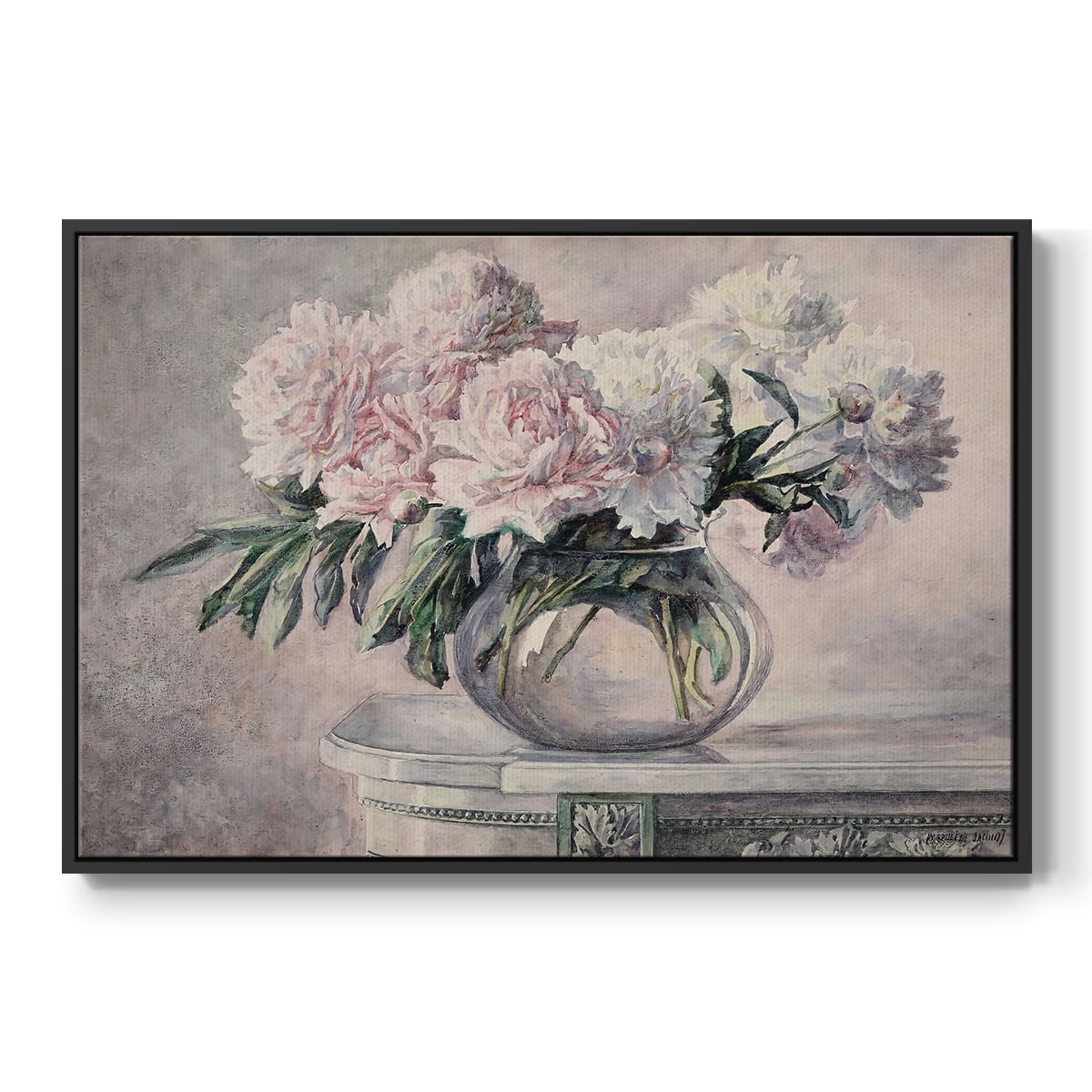 Vintage Botanical Print-LIX By Wexford Home Framed in Black Wood Gallery Wrapped Canvas 27 in. x 41 in.