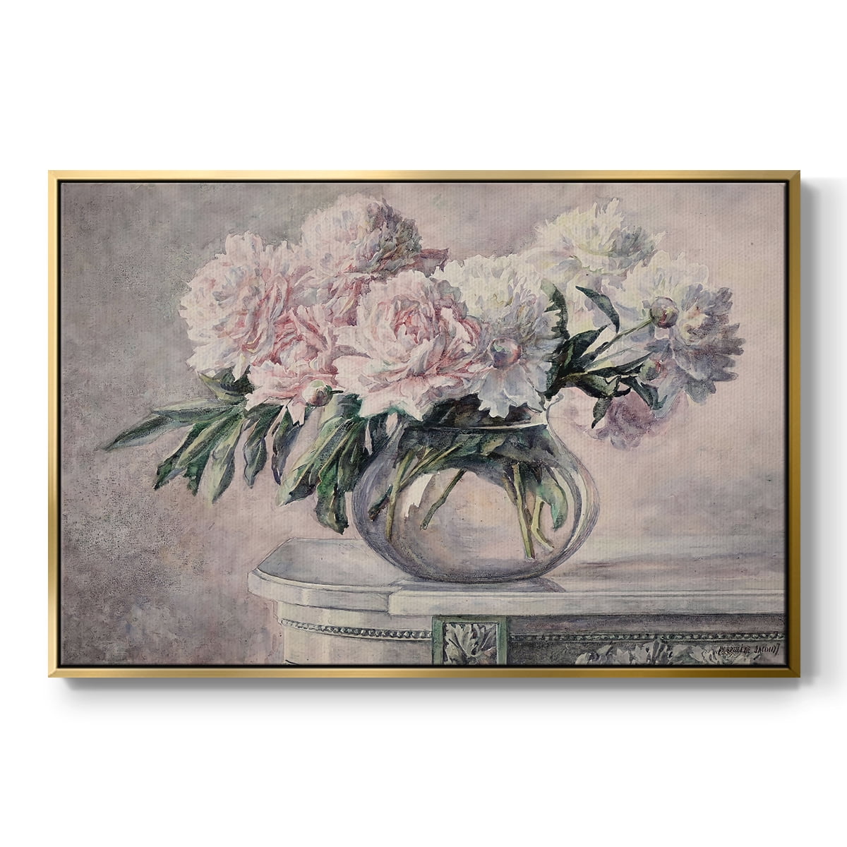 Vintage Botanical Print-LIX By Wexford Home Framed in Gold Wood Gallery Wrapped Canvas 27 in. x 41 in.