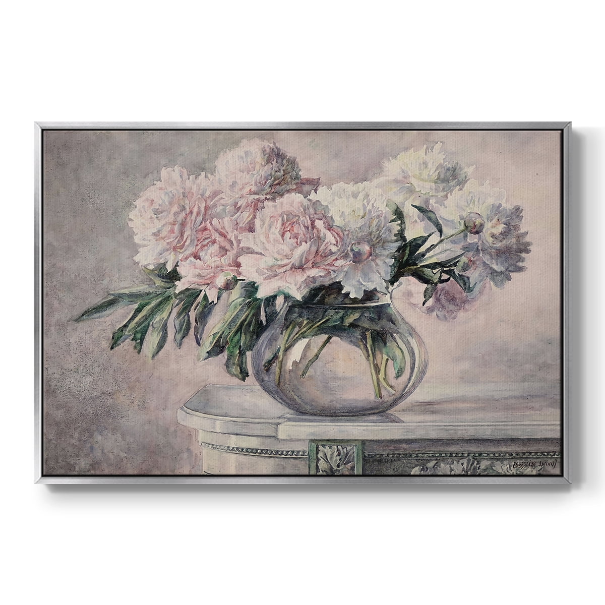 Vintage Botanical Print-LIX By Wexford Home Framed in Silver Wood Gallery Wrapped Canvas 17 in. x 25 in.