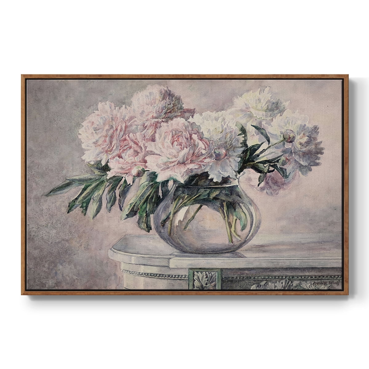 Vintage Botanical Print-LIX By Wexford Home Framed in Walnut Wood Gallery Wrapped Canvas 27 in. x 41 in.
