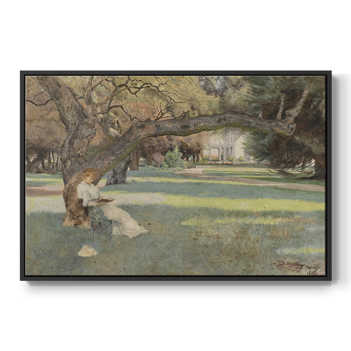 Vintage Botanical Print-LVI By Wexford Home Framed in Black Wood Gallery Wrapped Canvas 17 in. x 25 in.