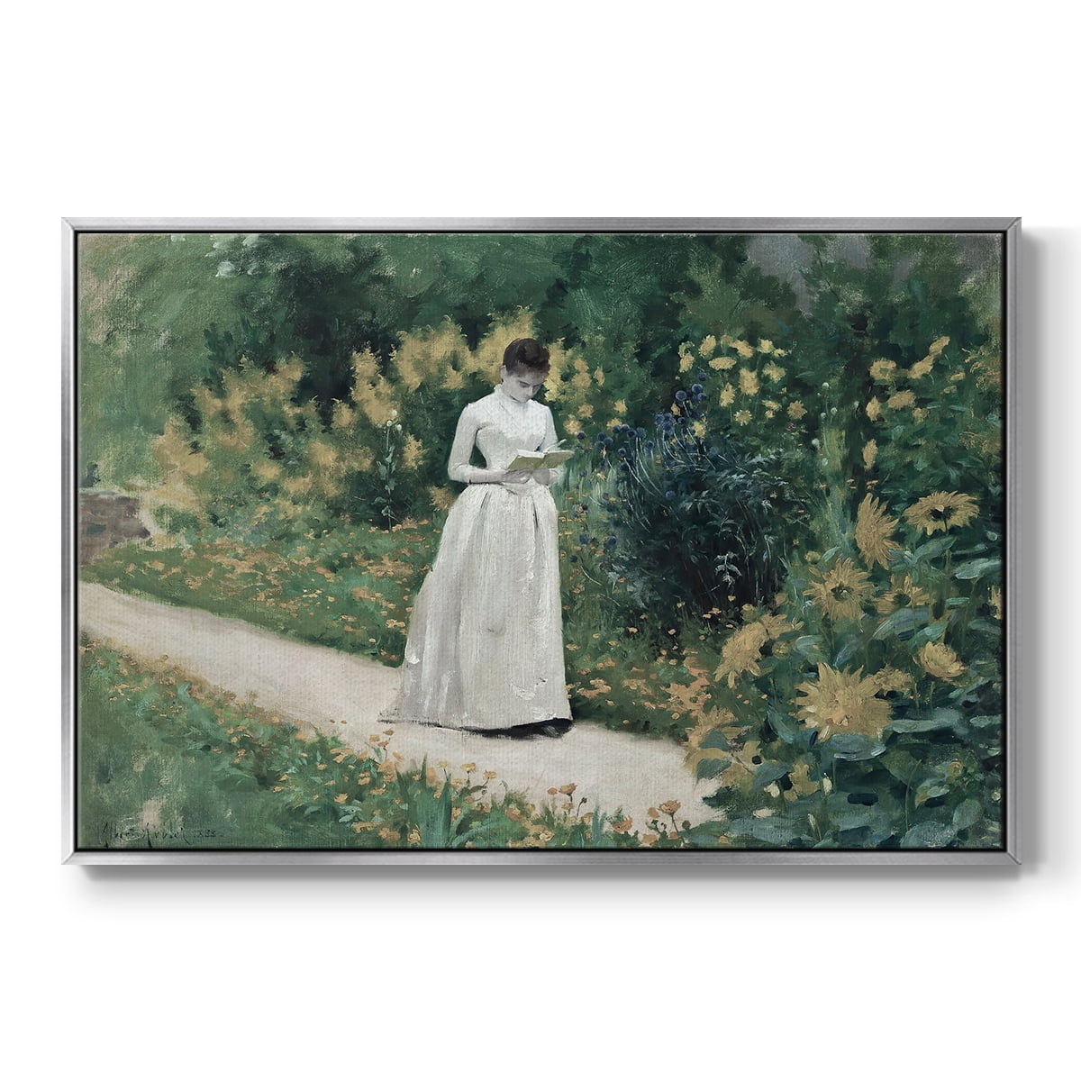 Vintage Botanical Print-LVII By Wexford Home Framed in Silver Wood Gallery Wrapped Canvas 25 in. x 37 in.