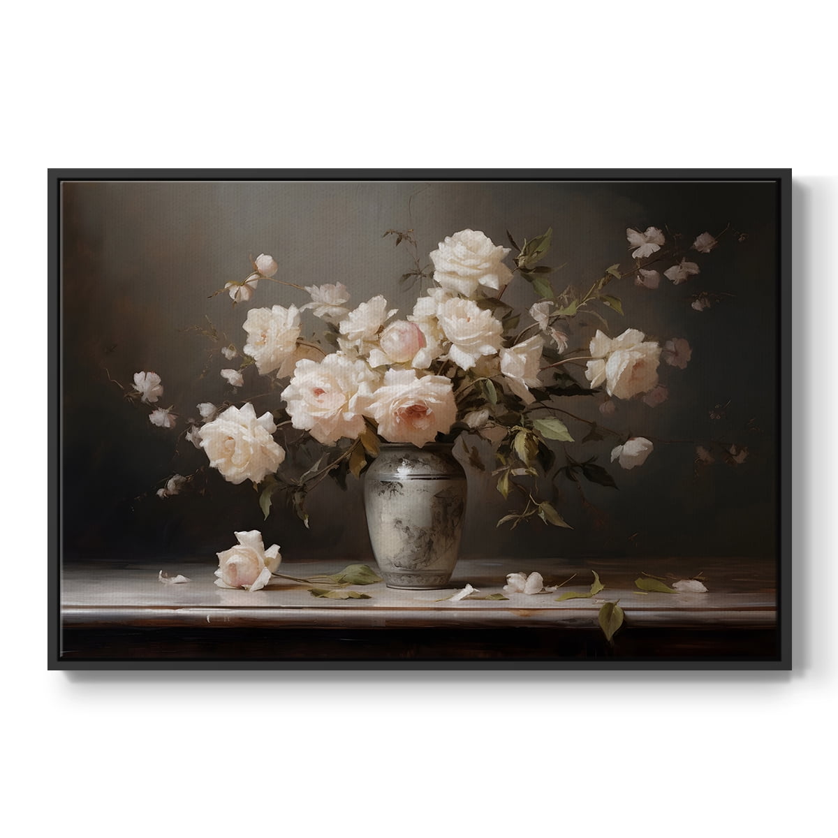 Vintage Botanical Print-LXII By Wexford Home Framed in Black Wood Gallery Wrapped Canvas 17 in. x 25 in.