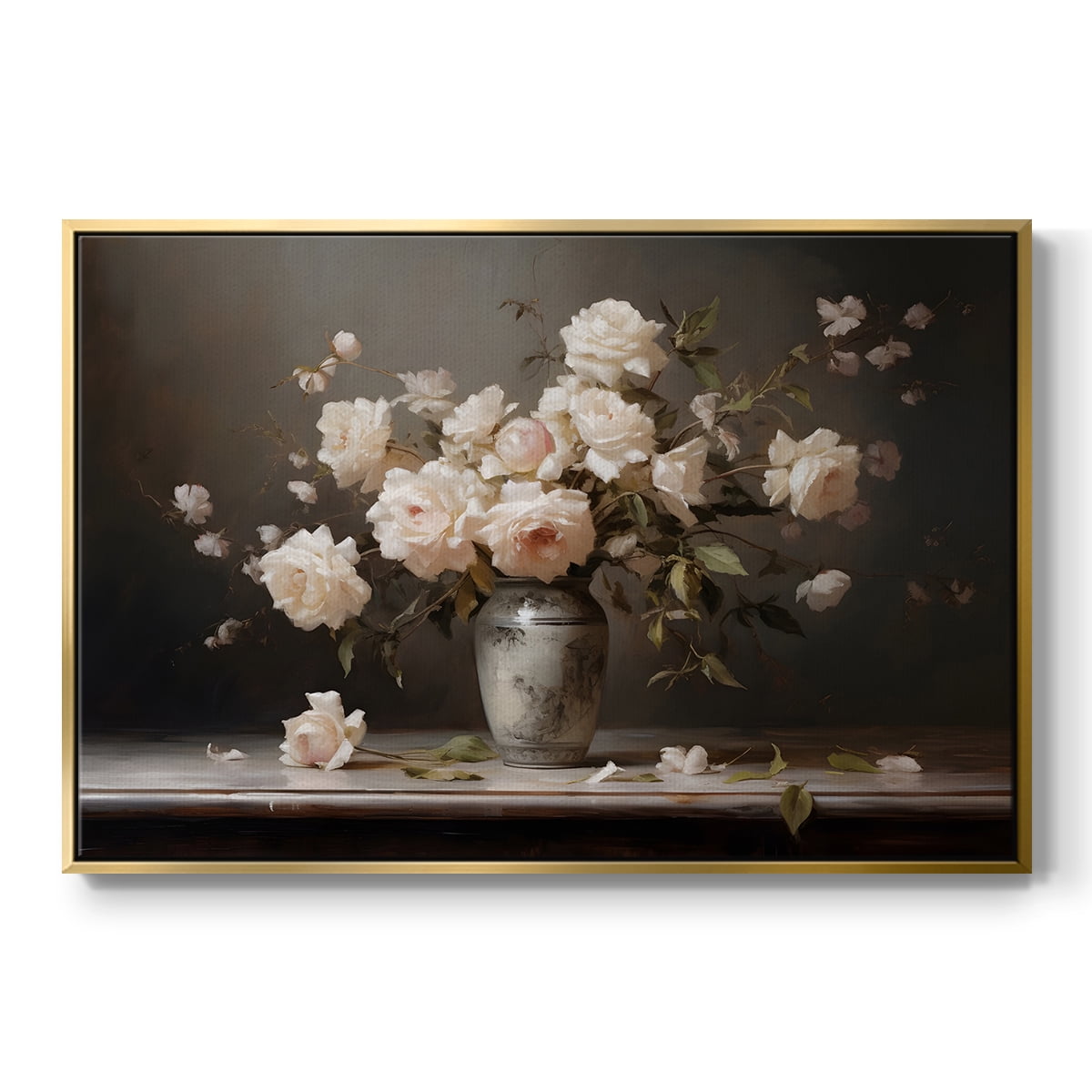Vintage Botanical Print-LXII By Wexford Home Framed in Gold Wood Gallery Wrapped Canvas 27 in. x 41 in.
