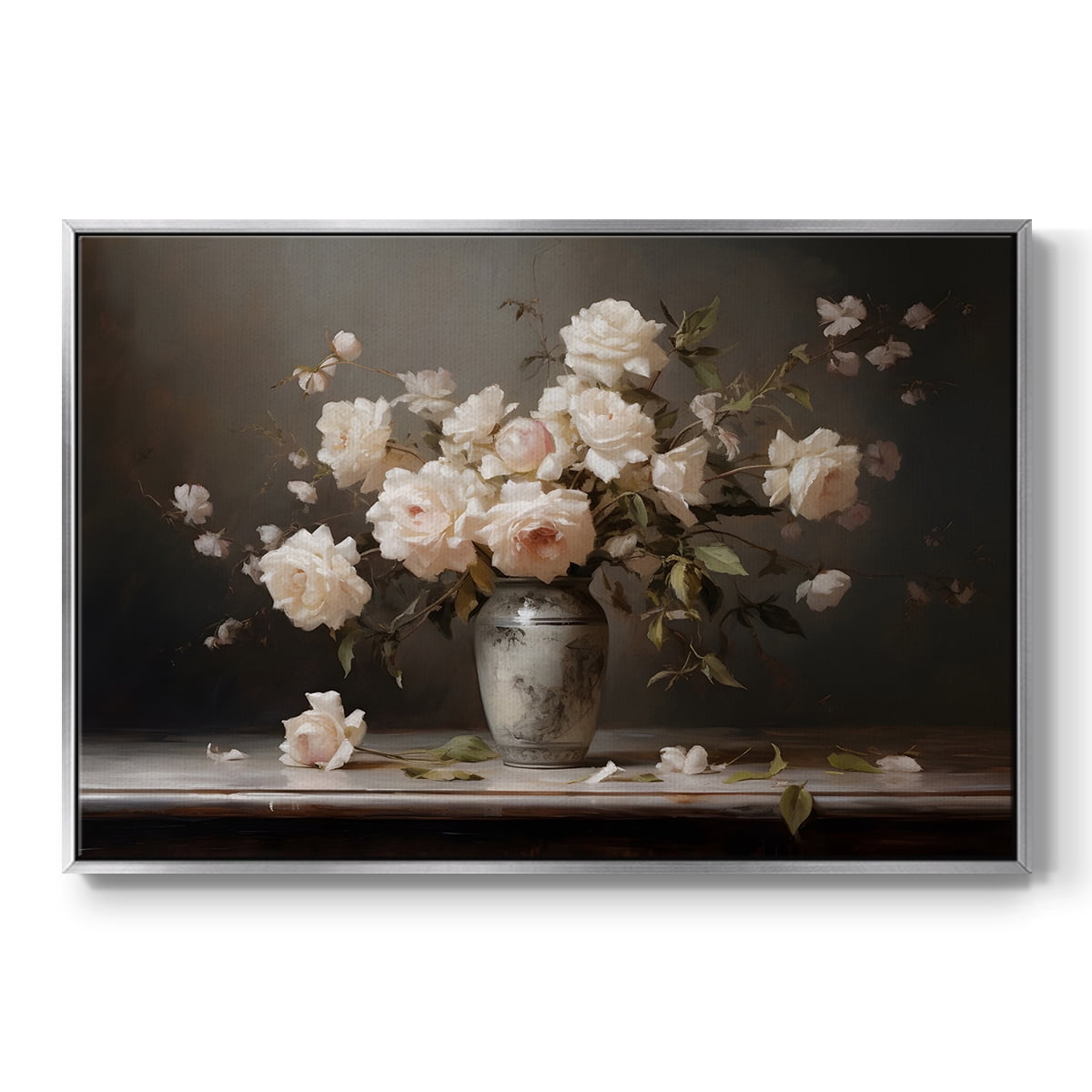 Vintage Botanical Print-LXII By Wexford Home Framed in Silver Wood Gallery Wrapped Canvas 27 in. x 41 in.