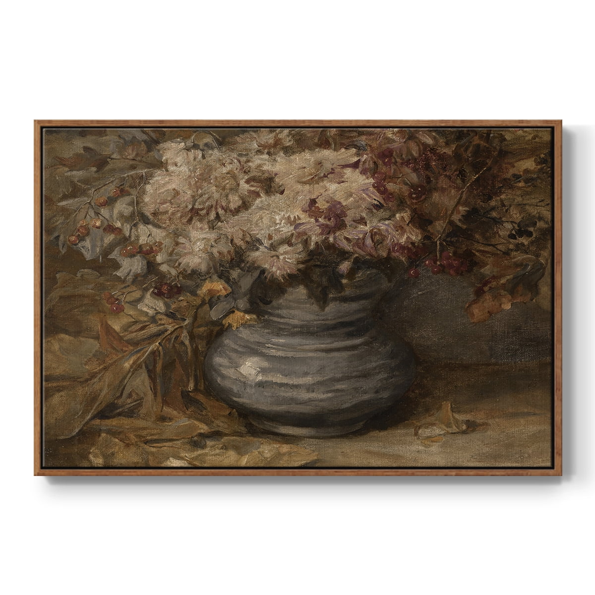 Vintage Botanical Print-LXIV By Wexford Home Framed in Walnut Wood Gallery Wrapped Canvas 27 in. x 41 in.