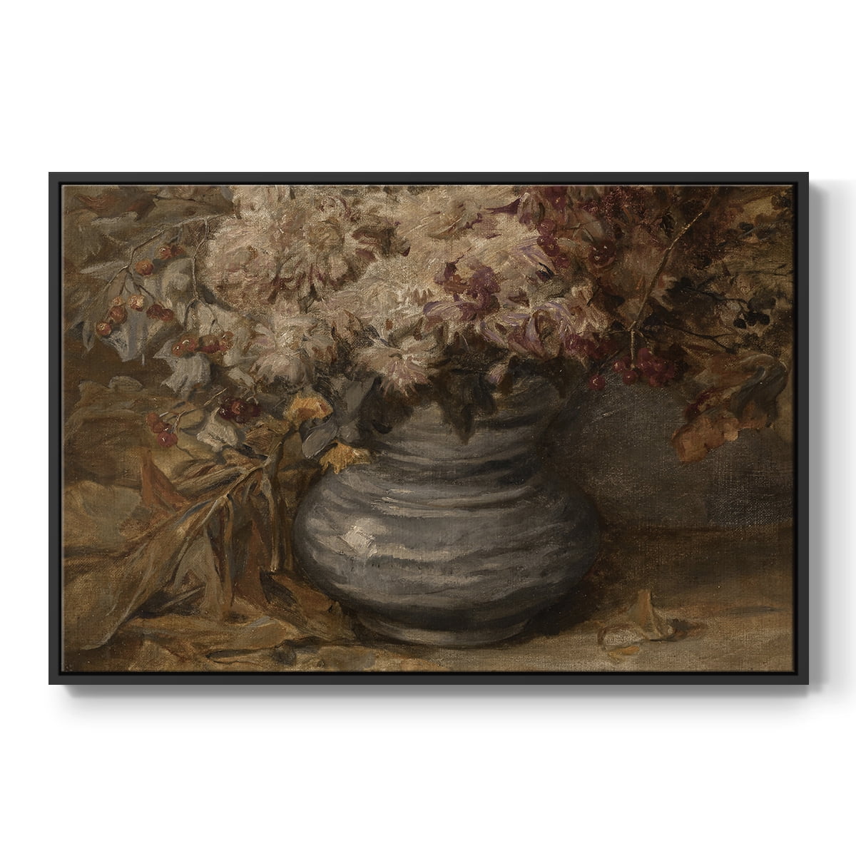 Vintage Botanical Print-LXV By Wexford Home Framed in Black Wood Gallery Wrapped Canvas 27 in. x 41 in.