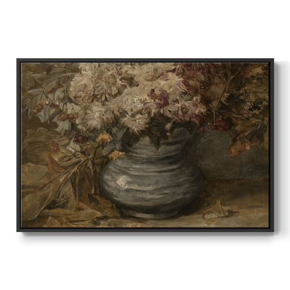 Vintage Botanical Print-LXV By Wexford Home Framed in Black Wood Gallery Wrapped Canvas 27 in. x 41 in.