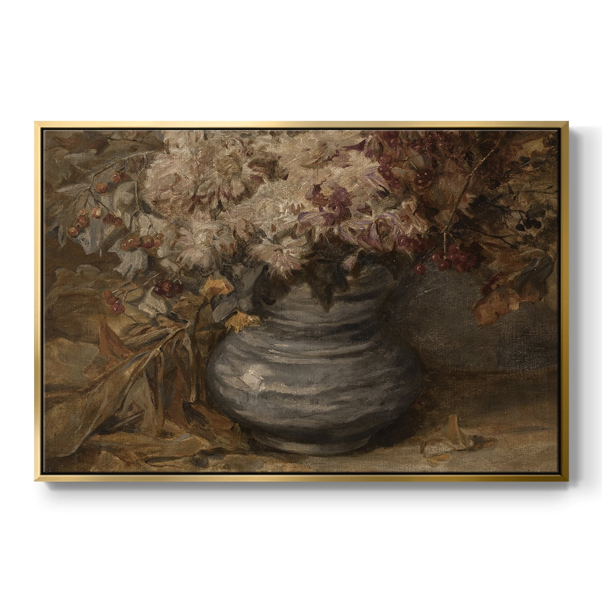 Vintage Botanical Print-LXV By Wexford Home Framed in Gold Wood Gallery Wrapped Canvas 25 in. x 37 in.
