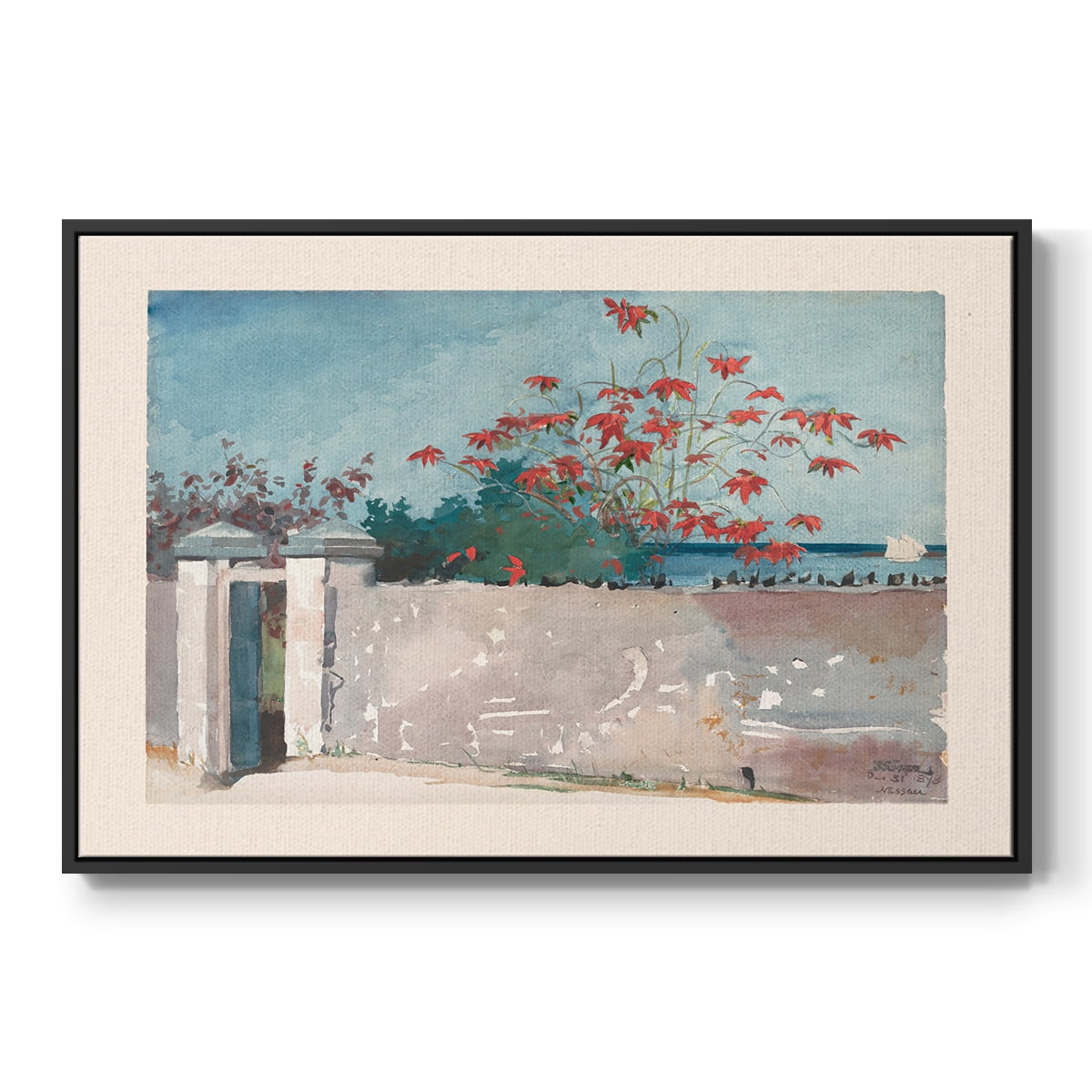 Vintage Botanical Print-LXX By Wexford Home Framed in Black Wood Gallery Wrapped Canvas 27 in. x 41 in.