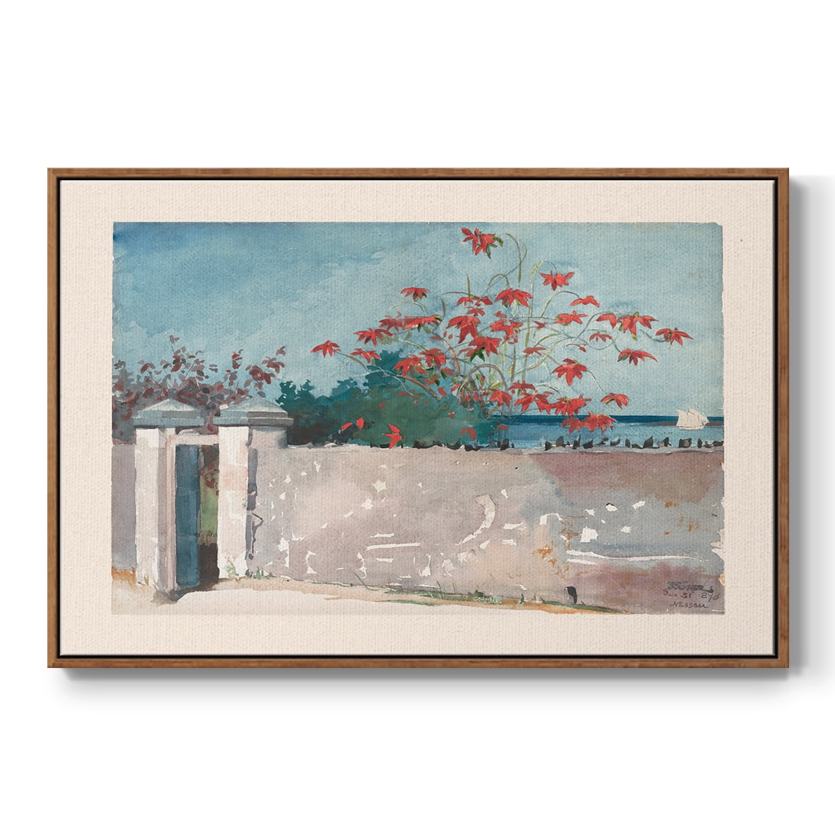 Vintage Botanical Print-LXX By Wexford Home Framed in Walnut Wood Gallery Wrapped Canvas 25 in. x 37 in.