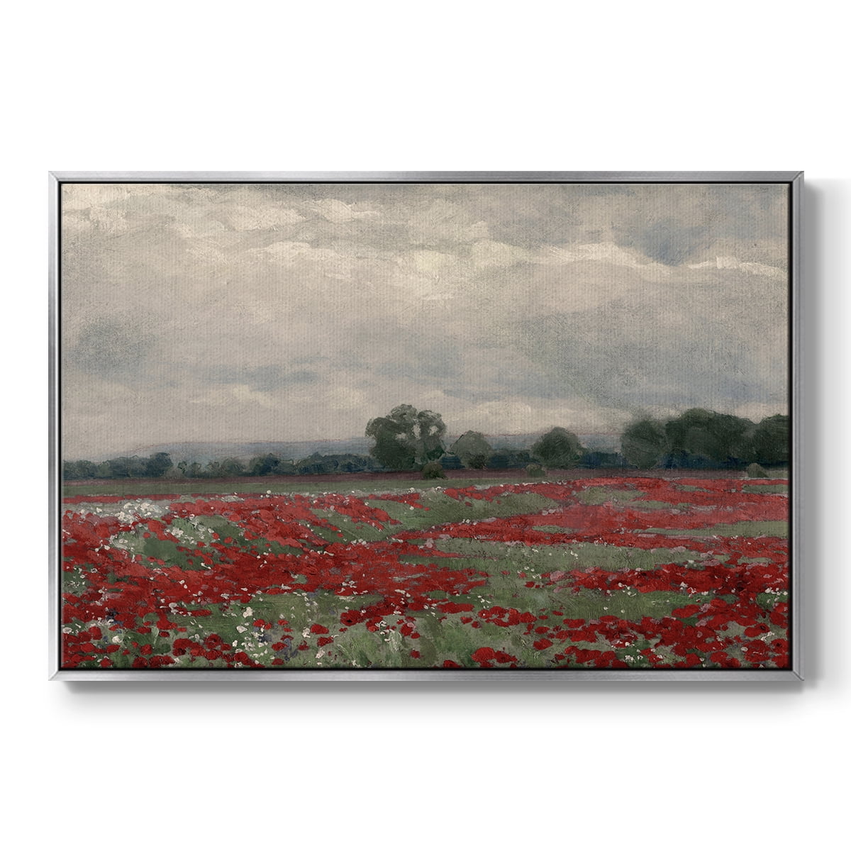 Vintage Botanical Print-XCIII By Wexford Home Framed in Silver Wood Gallery Wrapped Canvas 25 in. x 37 in.