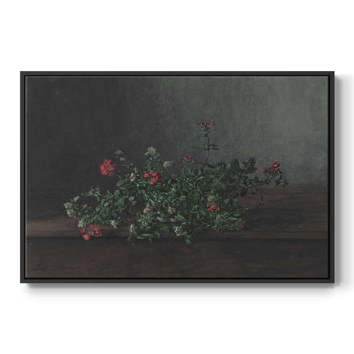 Vintage Botanical Print-XCIV By Wexford Home Framed in Black Wood Gallery Wrapped Canvas 25 in. x 37 in.