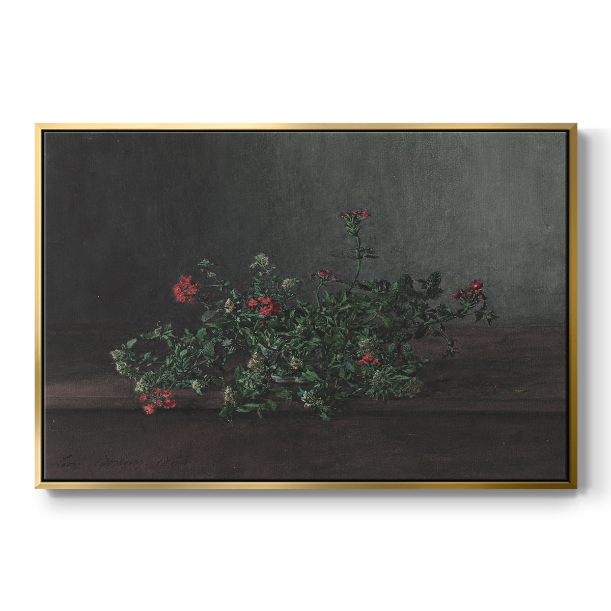 Vintage Botanical Print-XCIV By Wexford Home Framed in Gold Wood Gallery Wrapped Canvas 25 in. x 37 in.