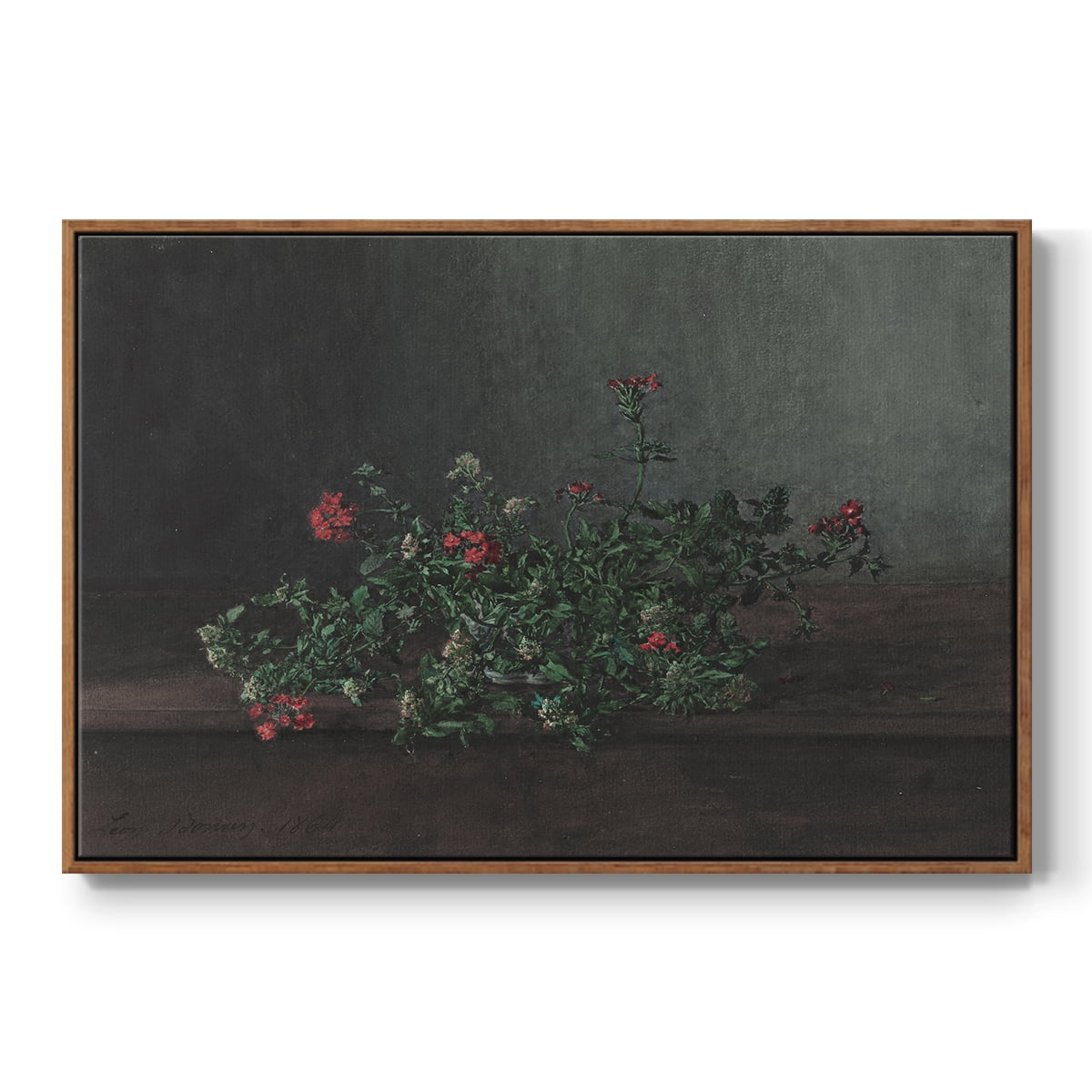 Vintage Botanical Print-XCIV By Wexford Home Framed in Walnut Wood Gallery Wrapped Canvas 25 in. x 37 in.