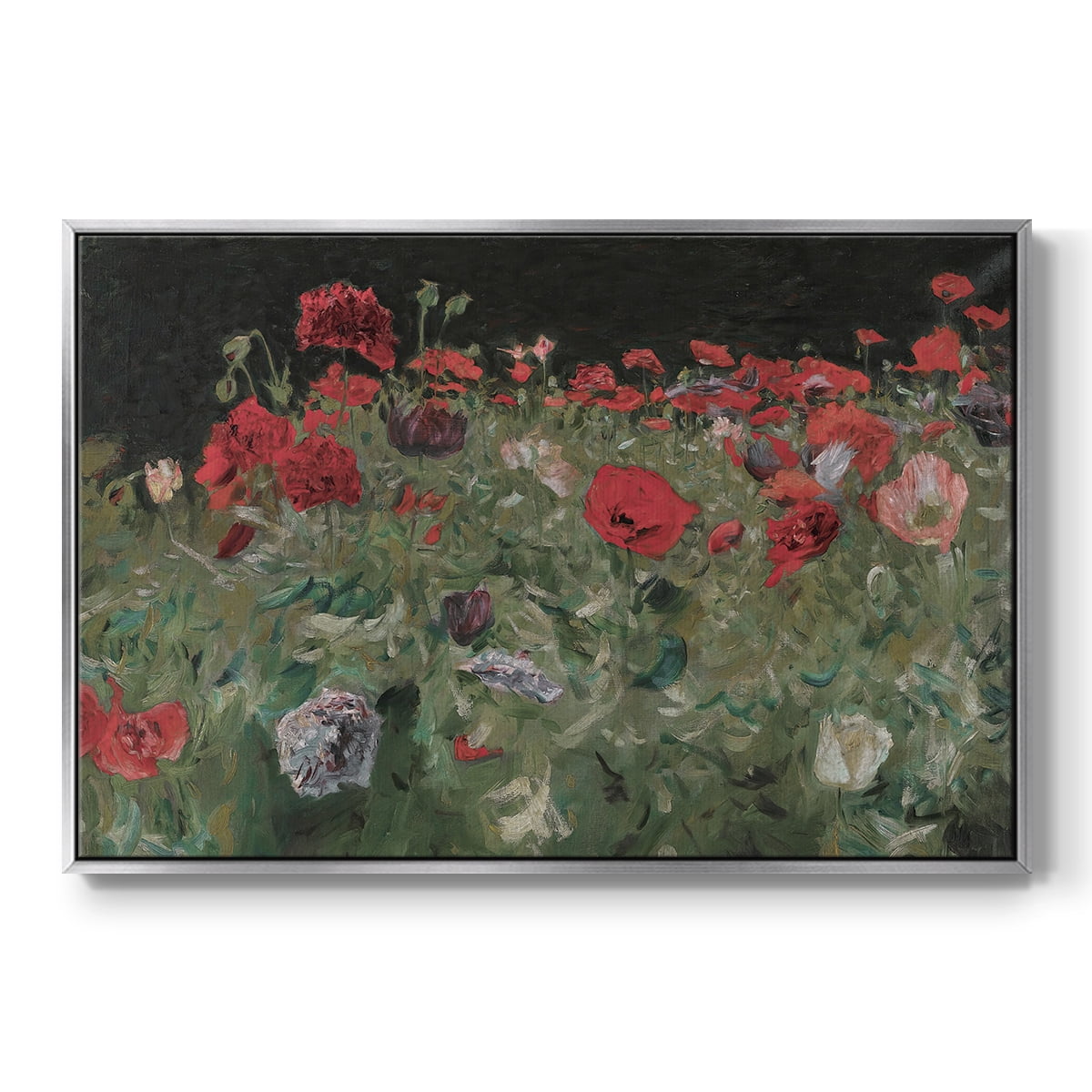Vintage Botanical Print-XCV By Wexford Home Framed in Silver Wood Gallery Wrapped Canvas 27 in. x 41 in.
